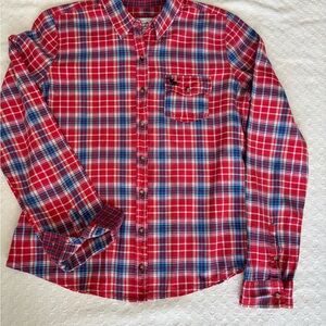 Abercrombie & Fitch Red and Blue Checkered Women’s Shirt